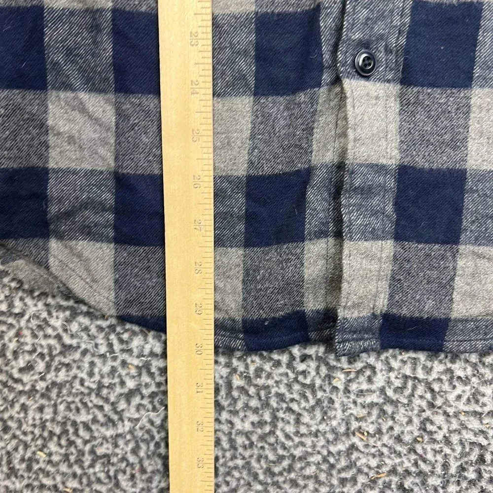 J. Crew Button Up Shirt Men Medium Blue Gray Slim Fit Buffalo Check Flannel M